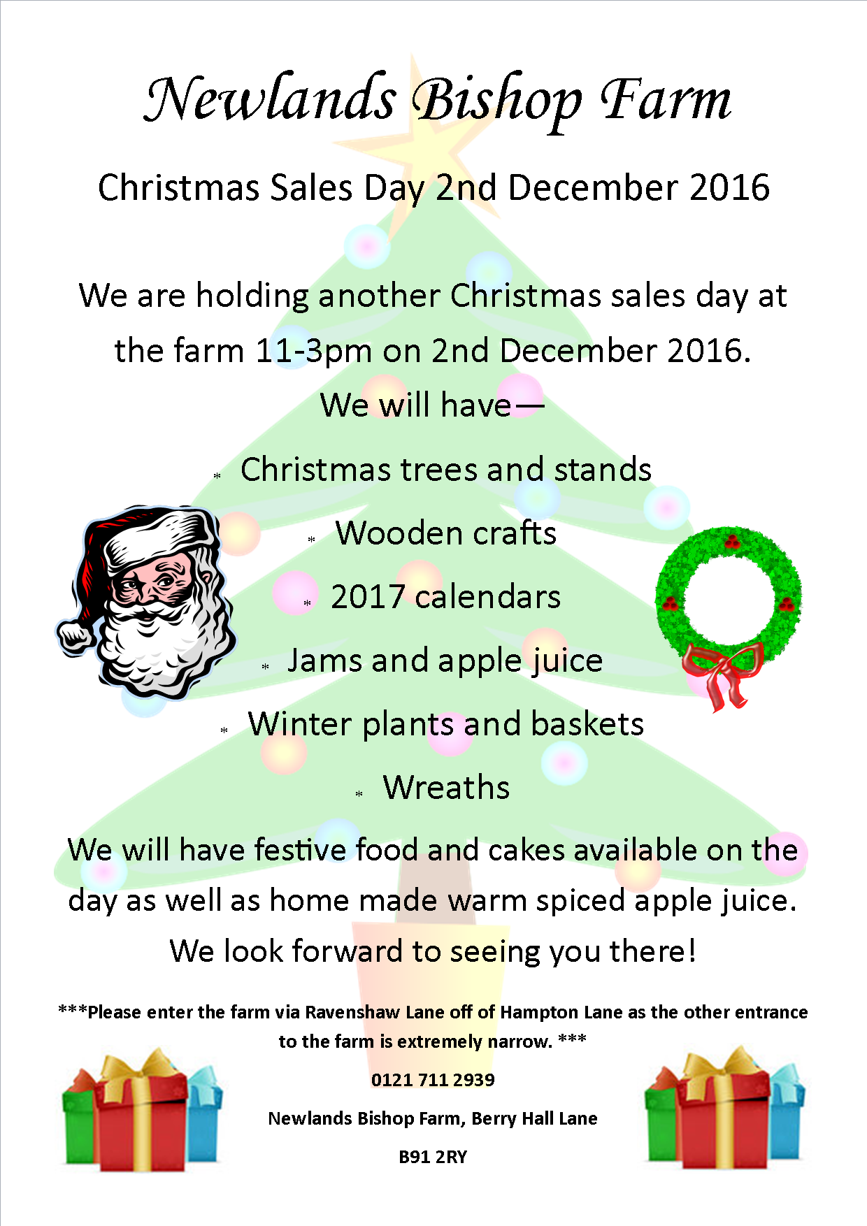 Christmas Sales Day 2nd December 11-3pm